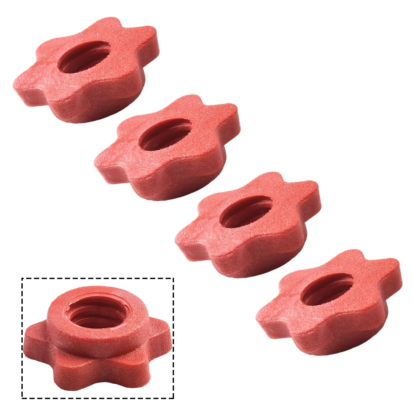 25mm(1") Dumbbell Nut 4pc Bar Spinlock Weight Barbell Check Clips Dumbbell Lock Nut Plastic Red Spin