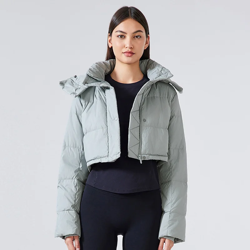 Mermaid Curve New Hooded Down Jacket Women's Detachable Hooded All-match Jacket Windproof Waterproof Sports Top