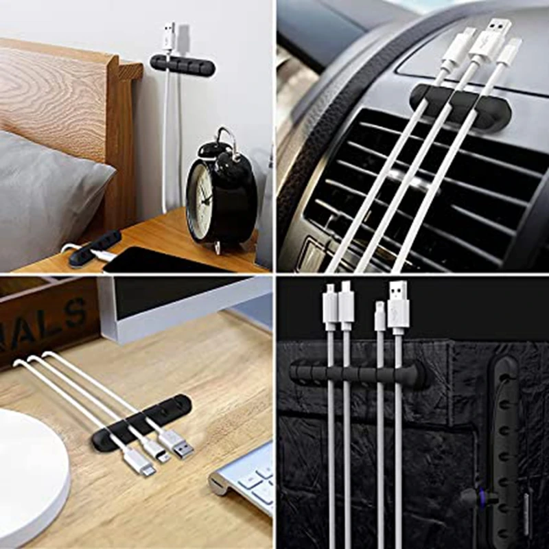 Home Office Cable Holder Silicone Line Organizer Clips USB Winder Manager Splitter 1 Pcs 3/5/7 Holes cable organizer,cable protector,cable clip