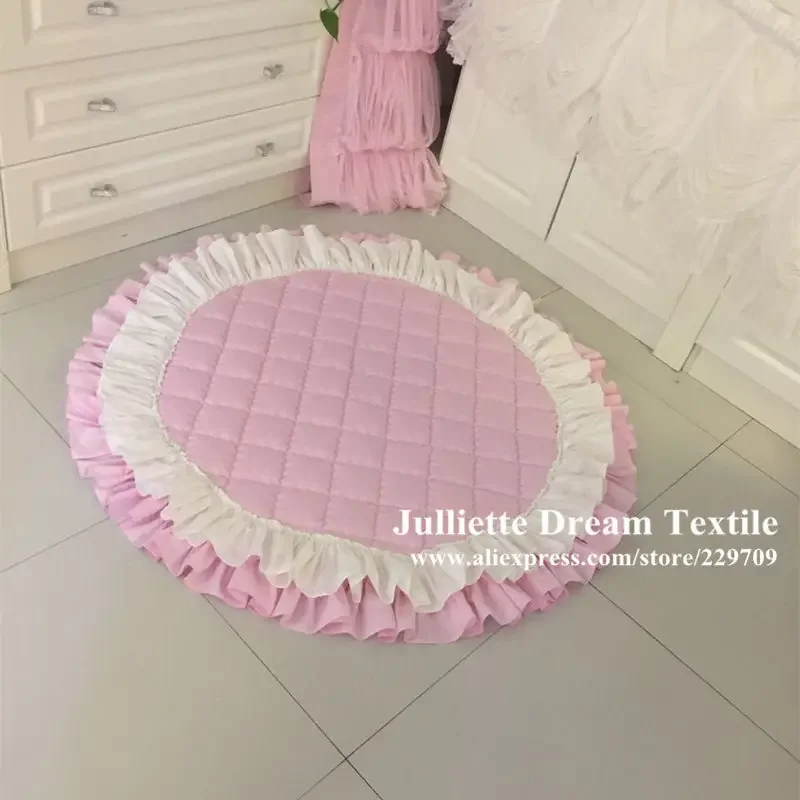 Round Ruffle Carpets for Living Room, Princess Bedroom Carpet, Custom Rug, Home Decoration 2
