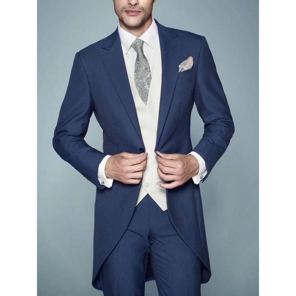 

Long Suits for Men 2024 Elegant Tuxedo Single Breasted Peaked Lapel Slim Fit Wedding Costume Jacket Pants Vest Hombres Masculim