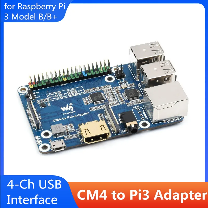 

Raspberry Pi CM4 To 3B Adapter Expansion Board Compute Module 4 IO Board Alternative Solution for Raspberry Pi 3 Model B/B+