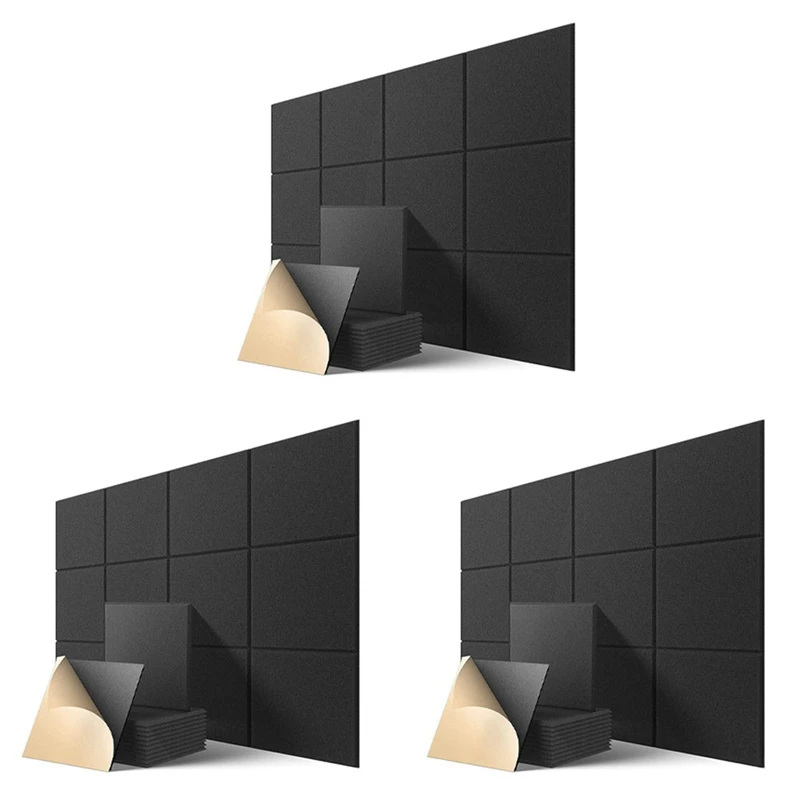 

Self-Adhesive Acoustic Panels 36 Pack,12 X 12 X 0.4 Inch Sound Proof Padding,Sound Absorbing Panel For Home ,Black