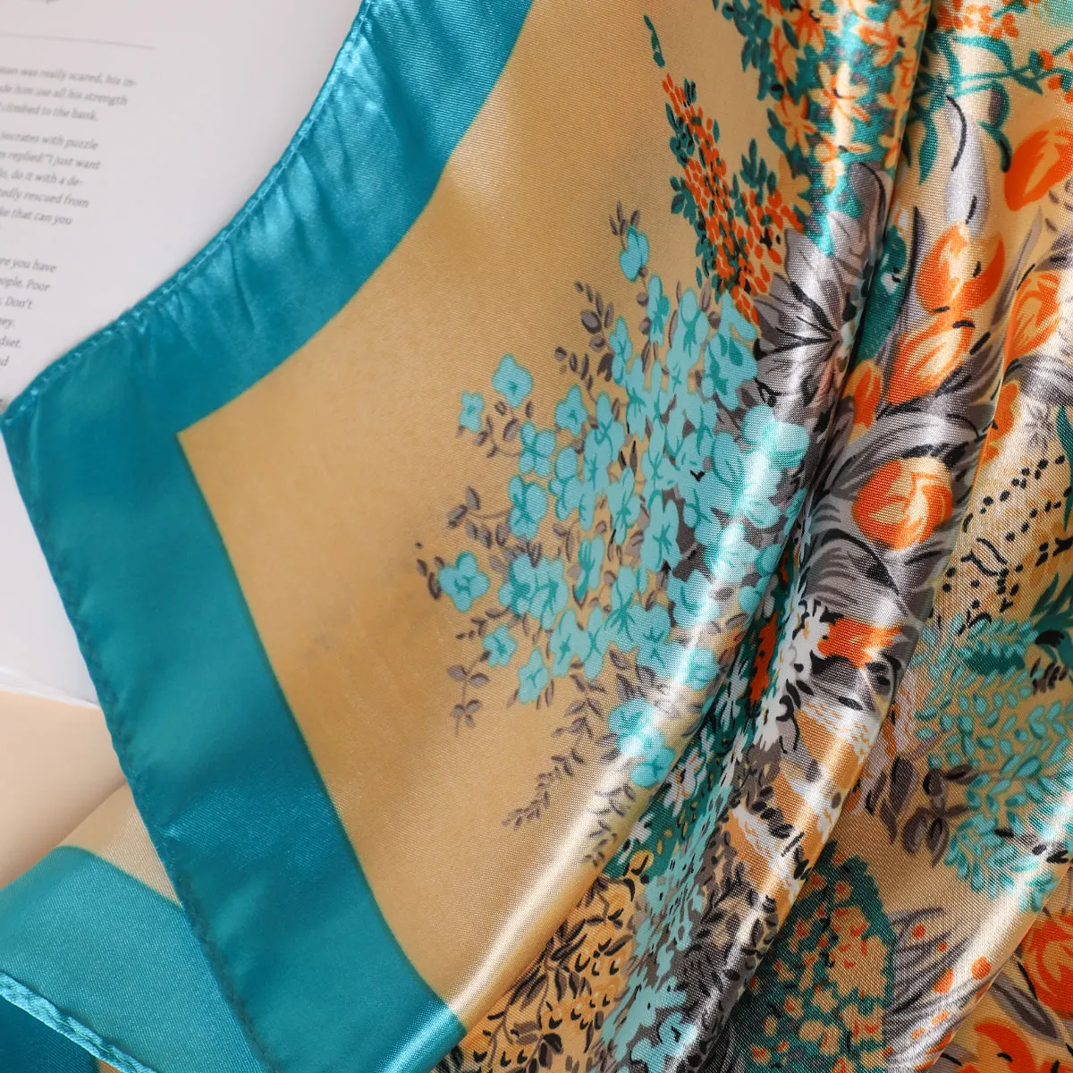 Women Luxury Brand Silk Satin Square Scarf Hijab Bandana Muslim Headscarves Shawl Wrap Ladies Headband Neckerchief Foulard 90cm