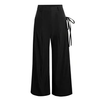 Black Shirring Wide Leg Pants Women High Waist Casual Loose Trousers Streetwear Korean Retro Office Basic Y2K Lady Fashion - Image 4