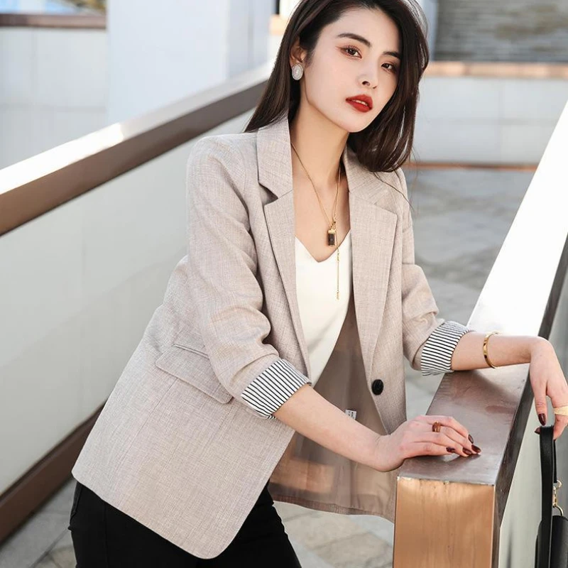 2023 New Blazers Coat Women's Spring and Autumn Casual Temperament Elegant Waist  Blazer Jacket Women Coat