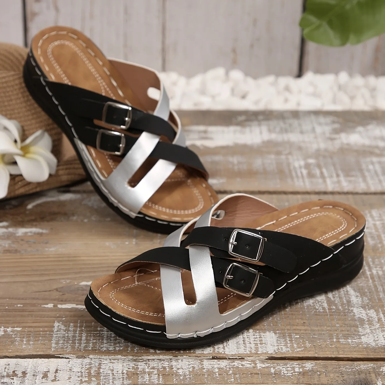 Sandali zeppa donna comode stile vintage ciabatte da spiaggia_voghion.com