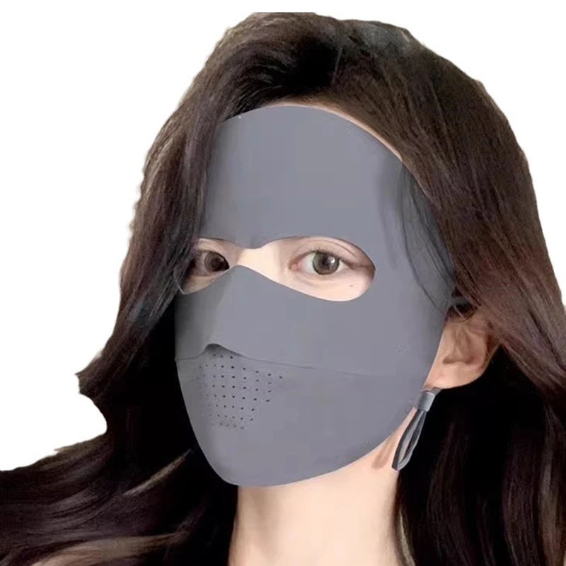 1PC Anti-UV Sun Protection Breathable Comfortable Outdoor Cycling Sport Ear Hook Full Face Cover Summer Ice Silk Mask sun protection mask