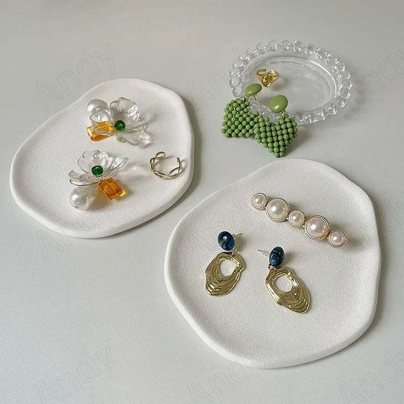 European Ceramic Storage Tray Modern Irregular Frosted Bedroom Jewelry Organizer Afternoon Tea Dessert Trays Home Decoration