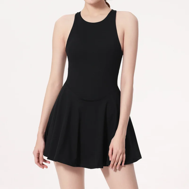 Women High Neck Stretchy Compression Quick Dry Lightweight Tennis Dress Shop New Solid Color Sexy Outdoor Sports Tennis Skirt