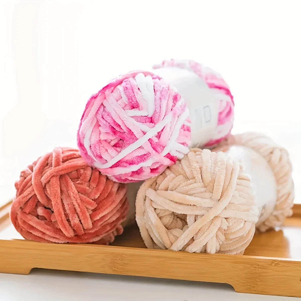 2pcs X100g Fleece Chenille Knitted Multi Color Handmade Yarn Balls Super Soft Velvet Yarn Chunky Blanket Yarn 5