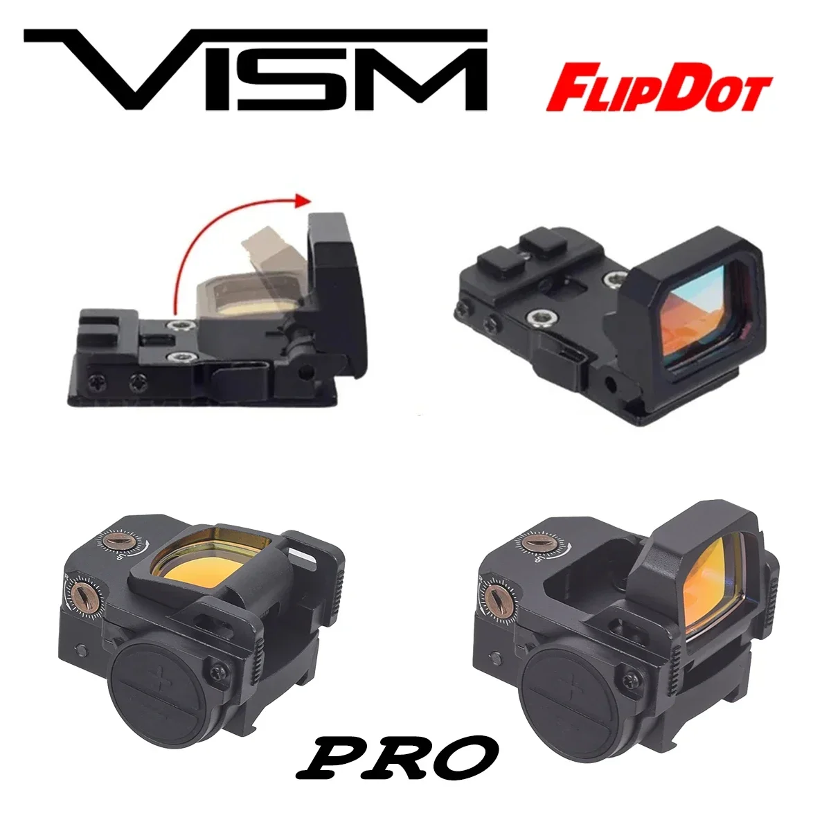 Red Dot Sight Rifle Scope Tactical VISM PRO Flip Up Red Dot Sight 20mm Rail Riflescope Collimator Sight RM Scope With GLOCK Rear Mount