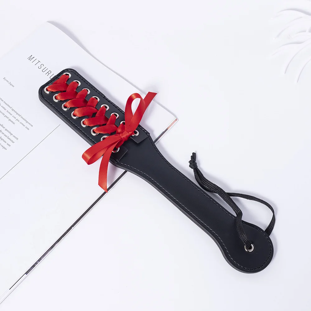 32CM Pu Leather Paddle, Tied bow tie Riding Crop Pu Leather Horse whip,Submissive,Flog Spank Paddle 6
