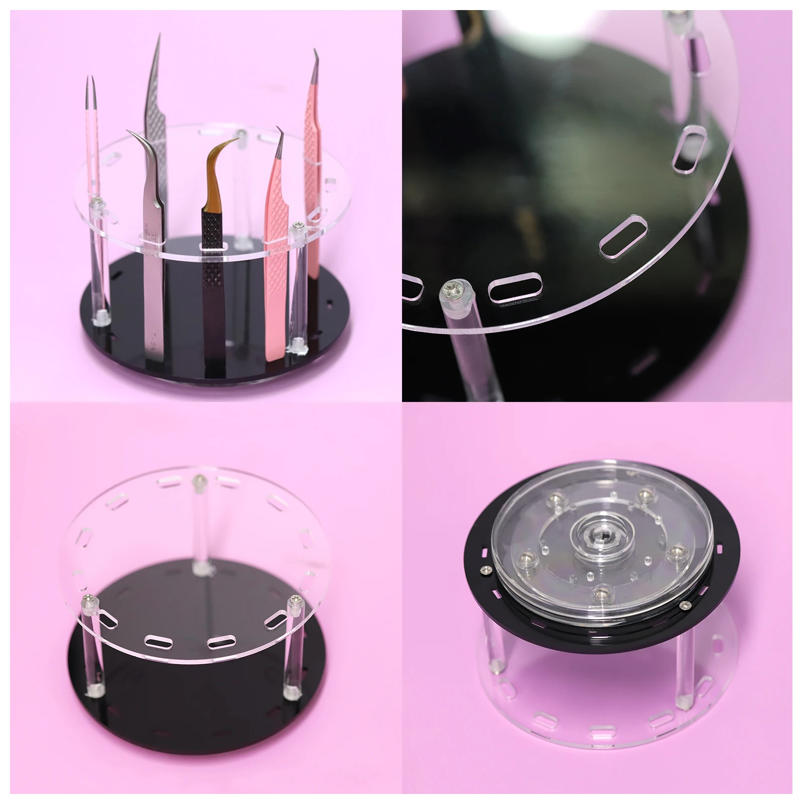 

Circle Eyelash Tweezers Stand Sheelf Holder Black Lash Tweezers Storage Box Round Tweezers Display Stander Tweezer Stand Holder