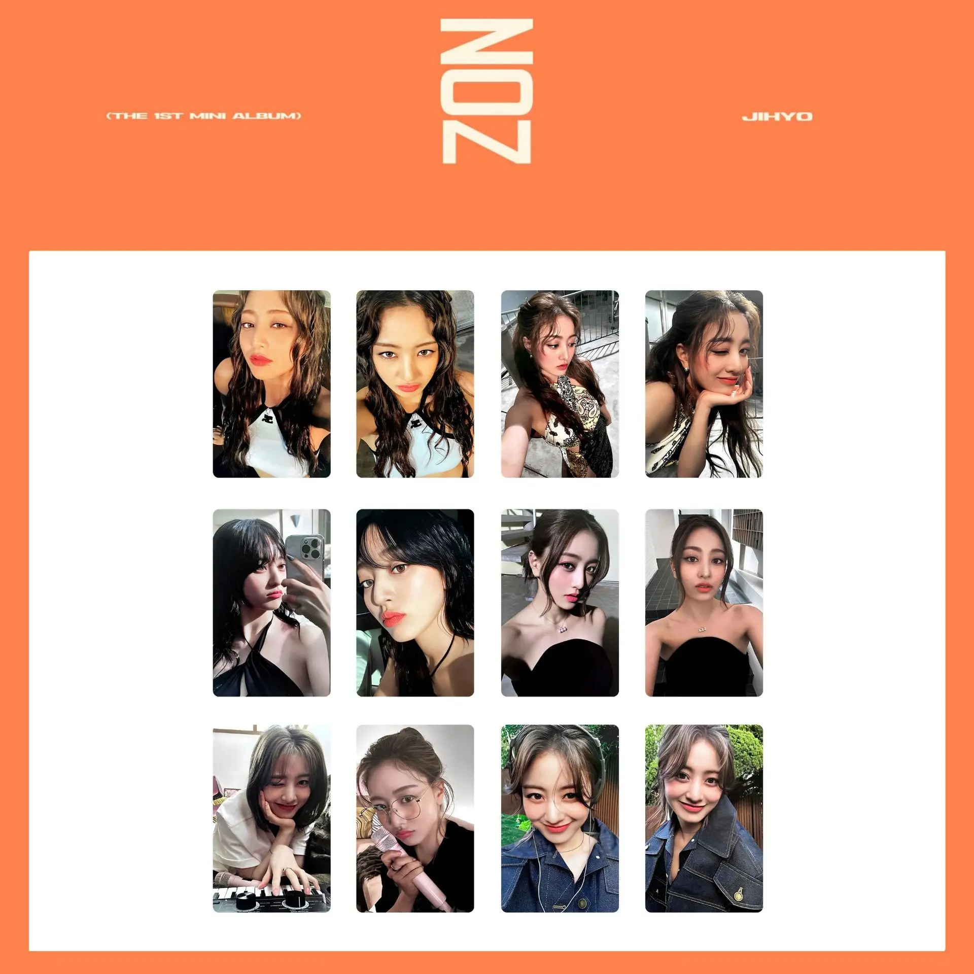 

KPOP TWICE Park Ji Hyo 1St Solo Album ZONE Photo Cards 4Pcs/Set Double-Sided Figure Postcard LOMO Cards Fans Collection Gift