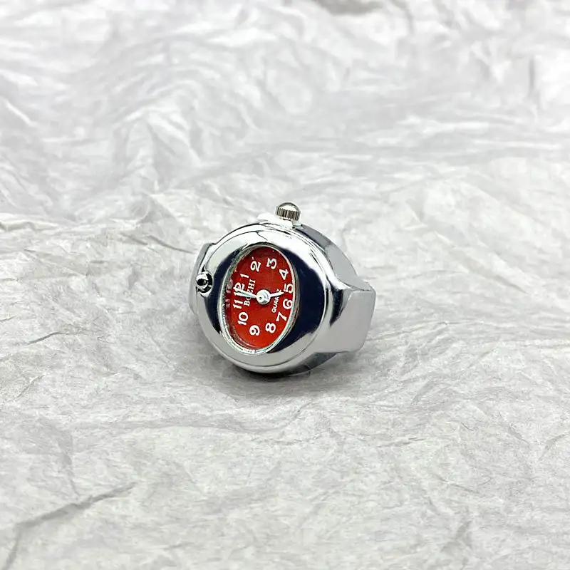 Kiss Jewelry Simple Silver Color Creative Quartz Watch Dial Finger Rings Couple Women Men Elastic Strap Metal Clock Ring Jewelry - Image 8