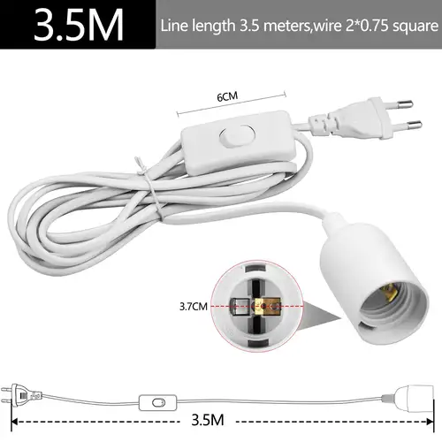 EU Plug 3.5m 6m Power Cord Cables E27 Lamp Base Holder With Switch Wire For Pendant Led Bulbs Fixture Hanglamp Suspension Socket - Image 4