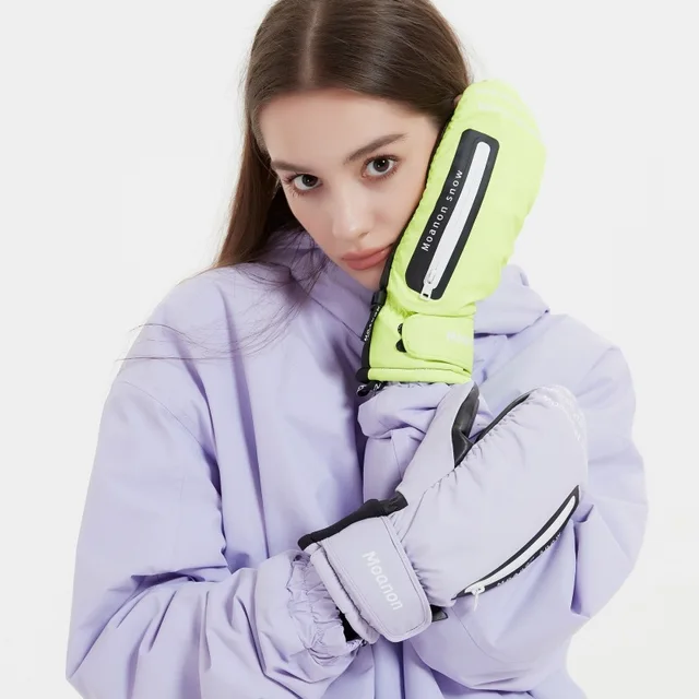 Winter Skiing Snowboarding Five-finger Thick Waterproof Durable Hand Stuffy Inside Wrist Guard Ski Gloves Men Women Protector