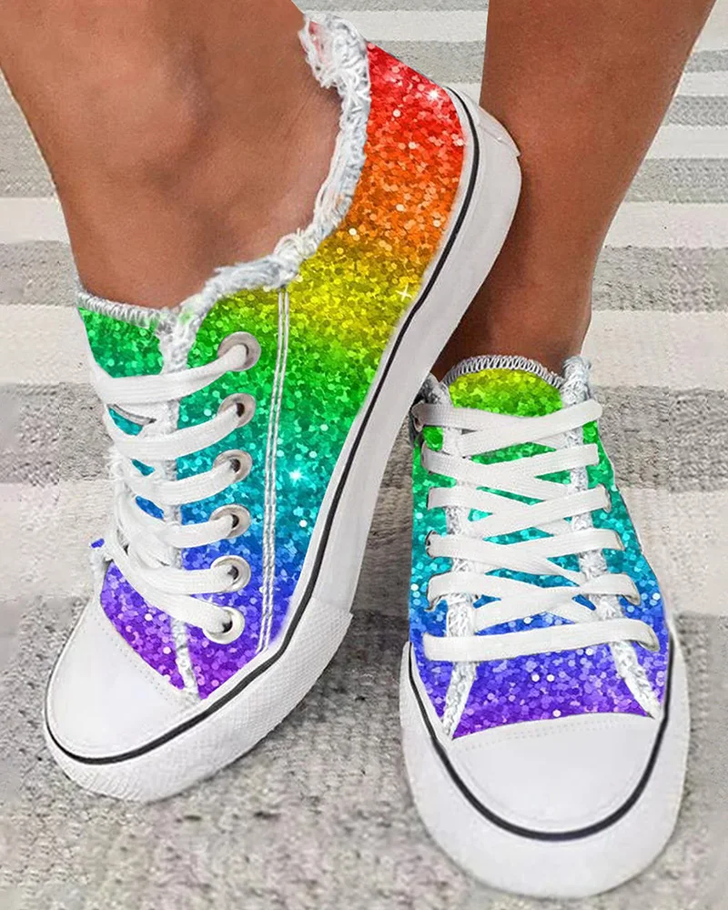 Mayo Glitter Sneakers in White White / 6