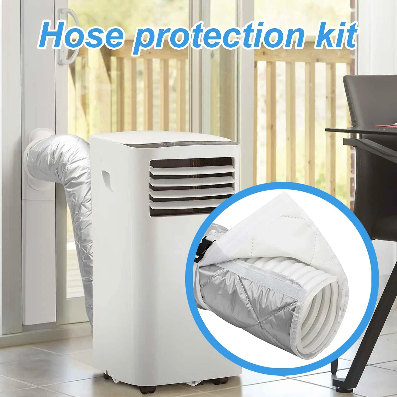 Air Conditioner Hose Insulation Cover AC Duct Vent Hose Insulated Cover Wrap with Adjustable Straps Exhaust Tube Accessories