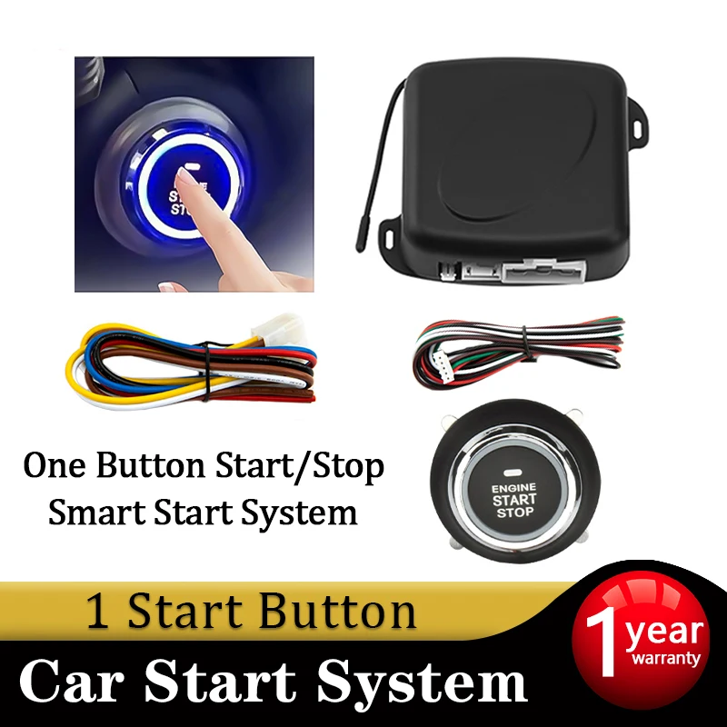 Hippcron Car Alarm Start Stop Button Engine Keyless Entry System Push Button Starter Stop Auto