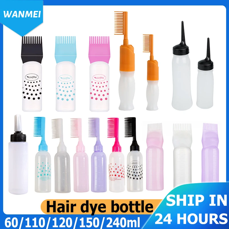 

60/120/180ml Hair Dye Applicator Bottles huile Comb Brush 20 Styles Mini Portable Shampoo Bottle Styling Hair Coloring Hair Tool