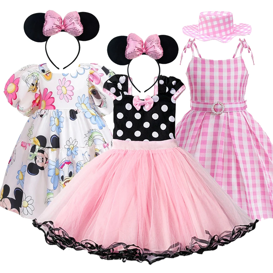 

Summer Kids Toddler Mickey Mouse Daisy Cartoon Puff Sleeve Clothes Summer Baby Girl Casual Dress Cute Princess Dresses