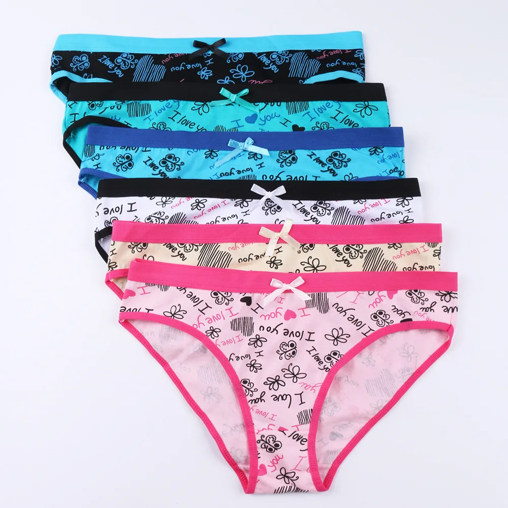 

2PCS Printed Flower Cute Women's Cotton Briefs Low Waist Girl's Underwear