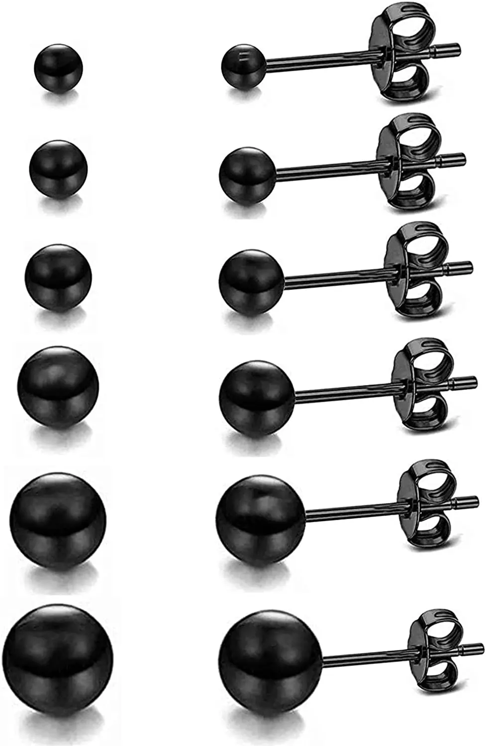 6PairsBallStudEarringsSet316LSurgicalSteelEarringsRoundBall