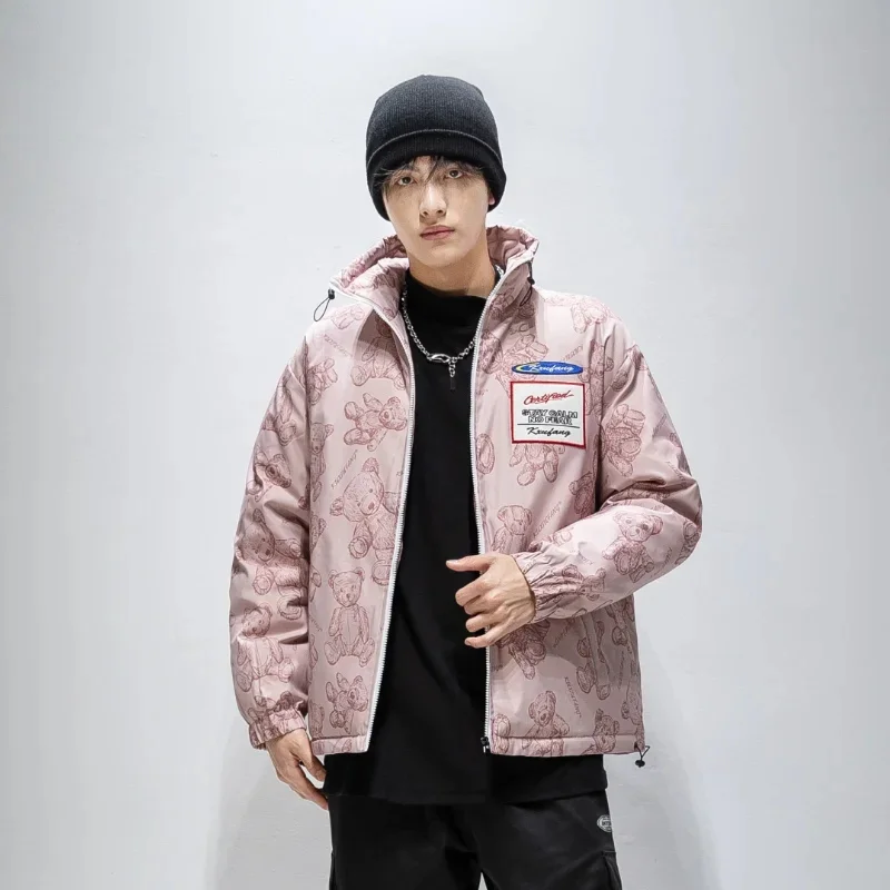 

Men's Winter Down Jacket High Quality Cold Proof Couple Outerwear Cartoon Short Style Lightweight Puffer Thickened Warm Parkas