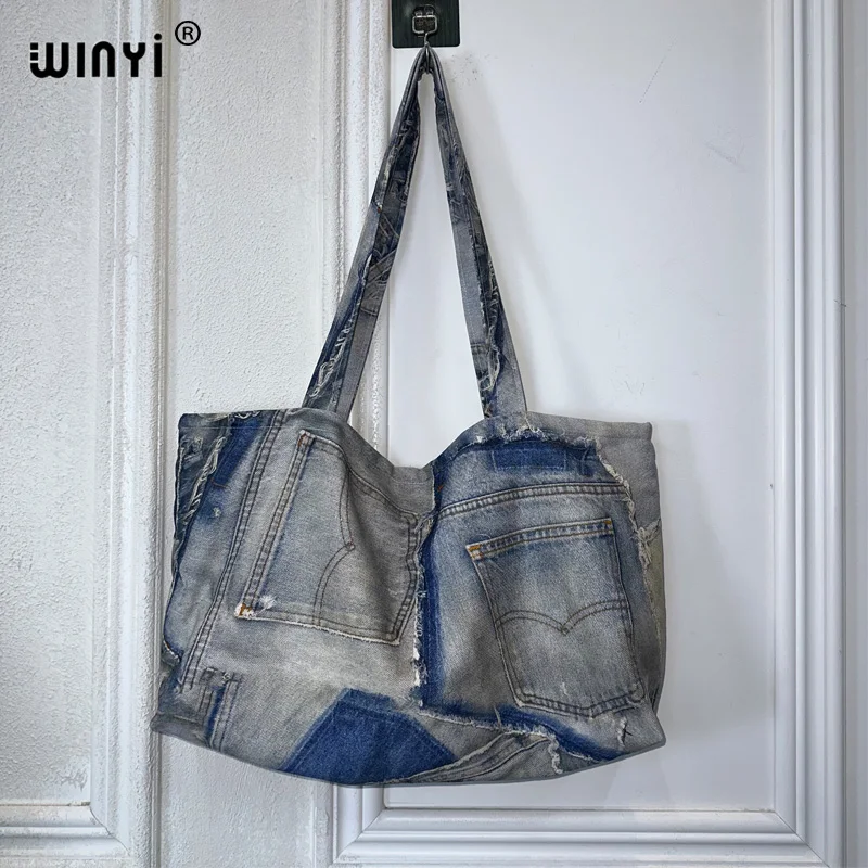 WINYI Original design Old printed denim bags