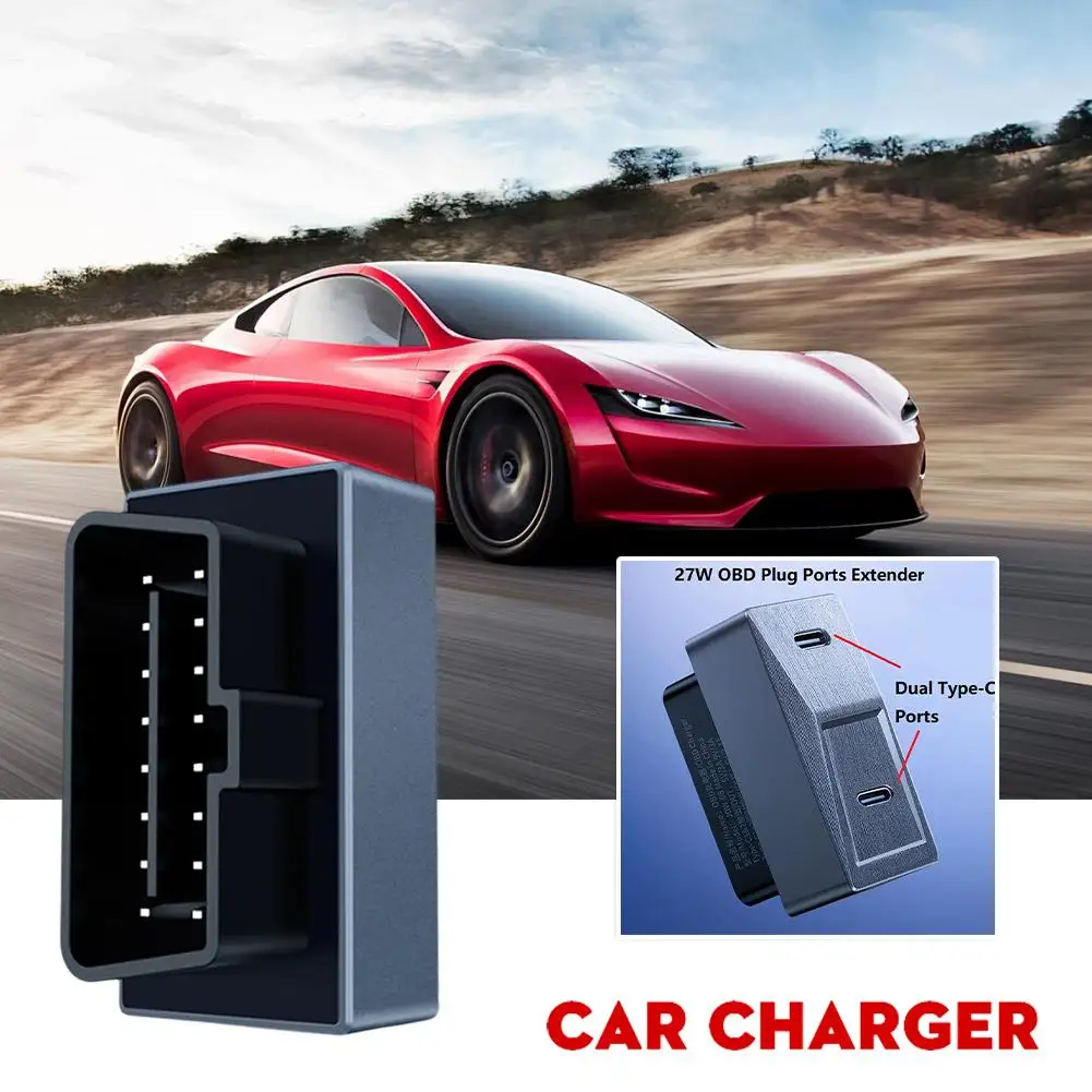 

For Tesla Highland 2024 Hidden OBD Adapter New Charging Ports 27W USB-C And Play Plug Dual Fast I0O3
