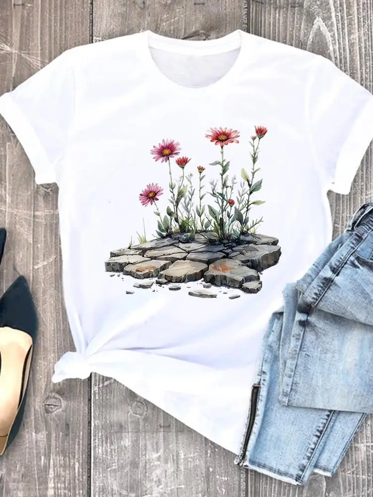 Women Clothing Trend Cute 90s Fashion White Tee Clothes Print Womens Casual Ladies Graphic T Short Sleeve O-neck T-shirts