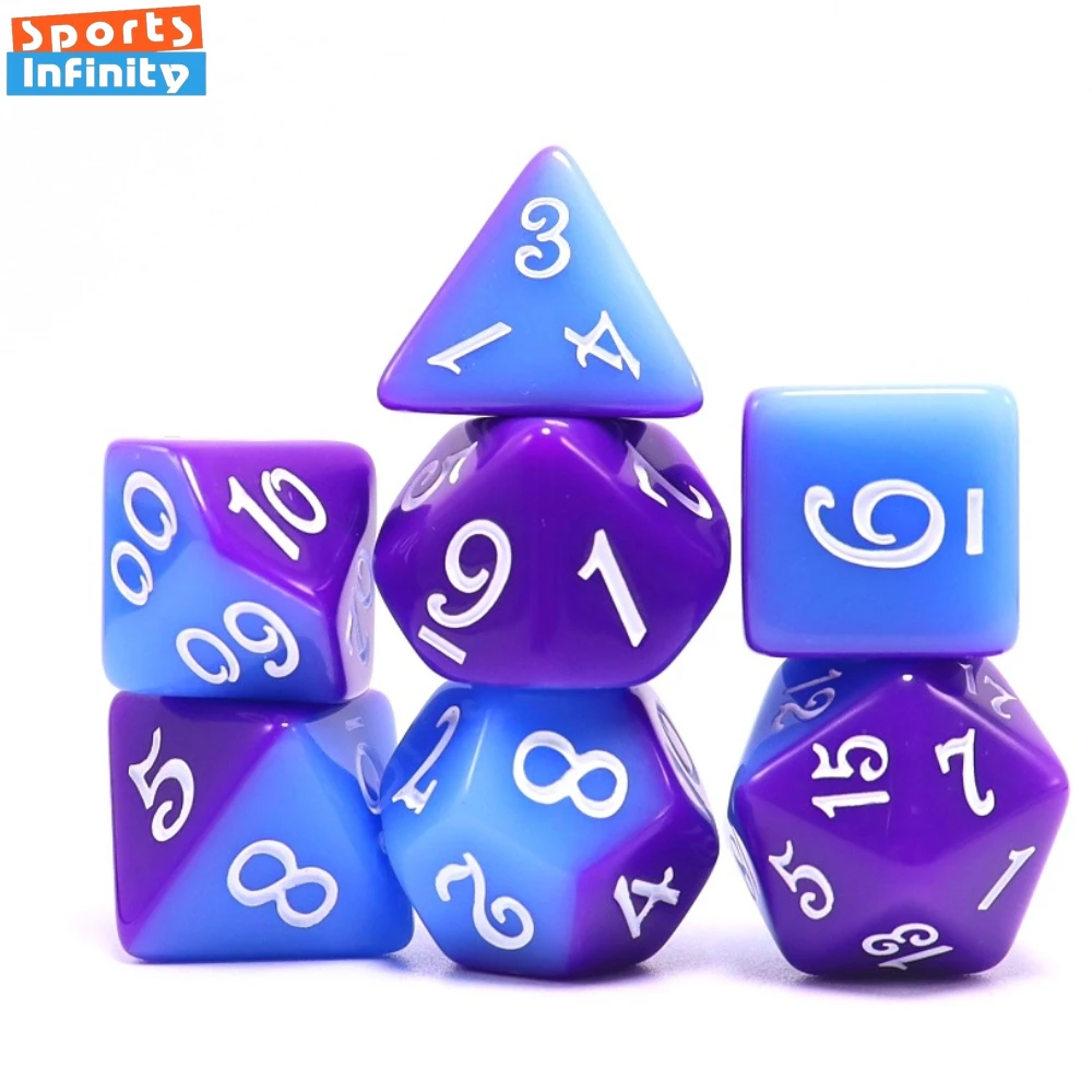 

7Pcs New Mixed Dual Color Layered Dice Set Number Dice Kit for TRPG RPG D20 D12 D10 D8 D6 D4 Table Board Game Polyhedral Dice