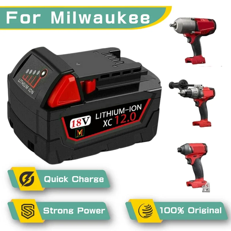 

New 18V 12.0Ah Replacement for Milwaukee M18 XC Lithium Battery 48-11-1850 48-11-1840 48-11-1820 48-11-1860
