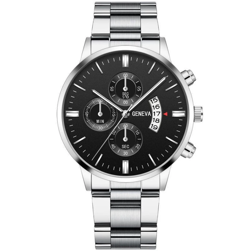 Genève – montre-bracelet étanche pour homme, accessoire de loisirs, à Quartz, en acier inoxydable, à la mode, à trois yeux, style militaire, nouvelle collection