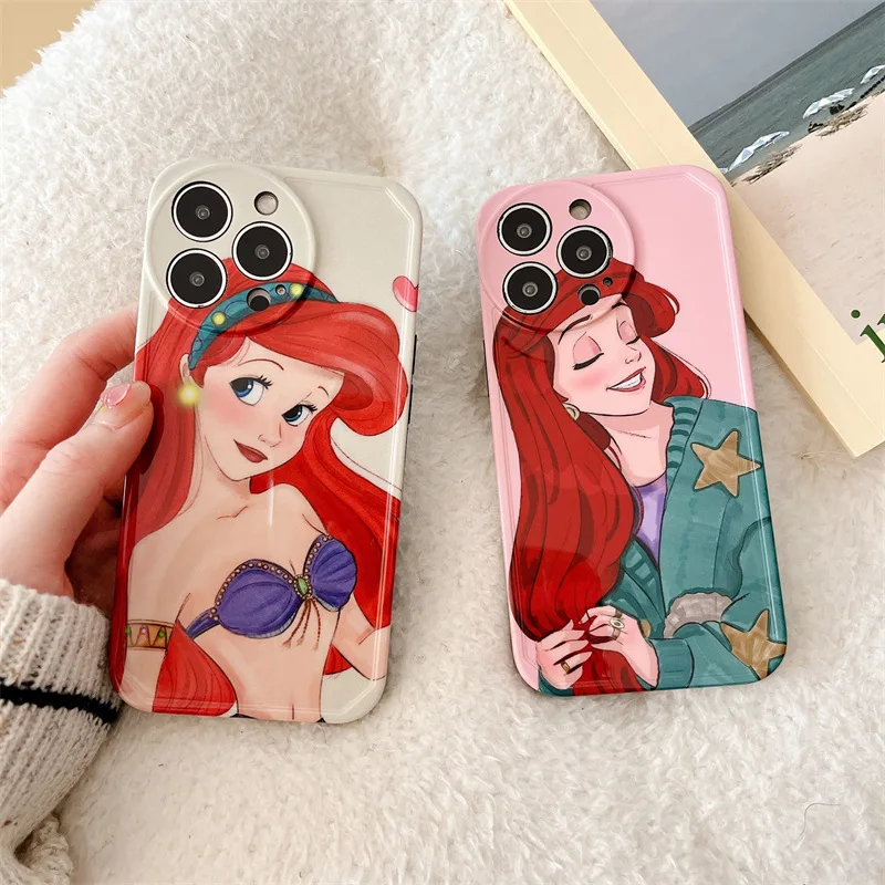 

Cute Mermaid Princess Phone Case Suitable For iPhone 11 12 13pro Max Xs Xr 8plus Cartoon Soft Shell Anti-fall Protective Shell