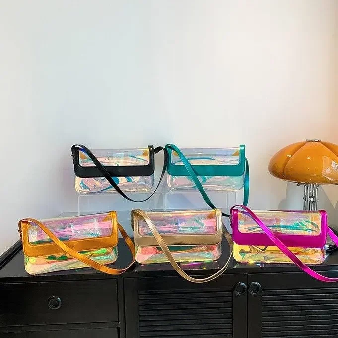 Shoulder Bags New Transparent Fashion Underarm Bag Simple Casual Small Square Purses Handbag Daily Commute Work Leisure Shopping