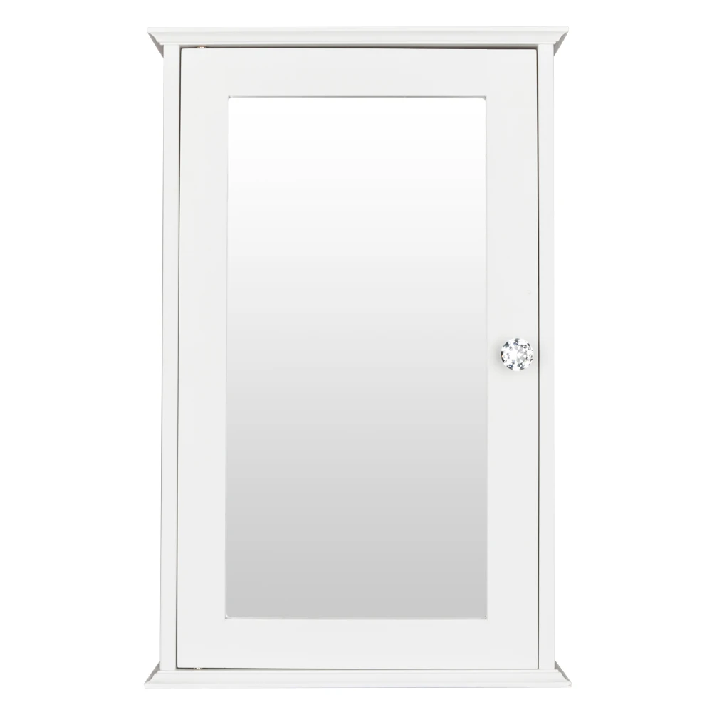 Single Door Mirror Indoor Bathroom Wall Mounted Cabinet Shelf White 2