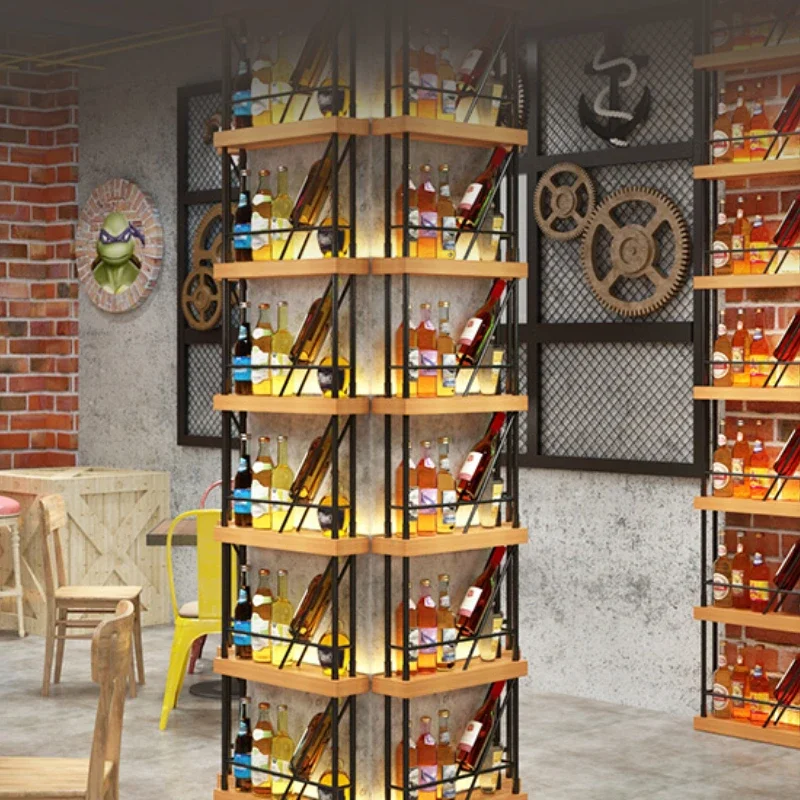 Partition Creative Bar Cabinet Iron Art Wall Mounted Fashion Modern Wine Rack Shelving Mueble Bar Nightclub Furniture