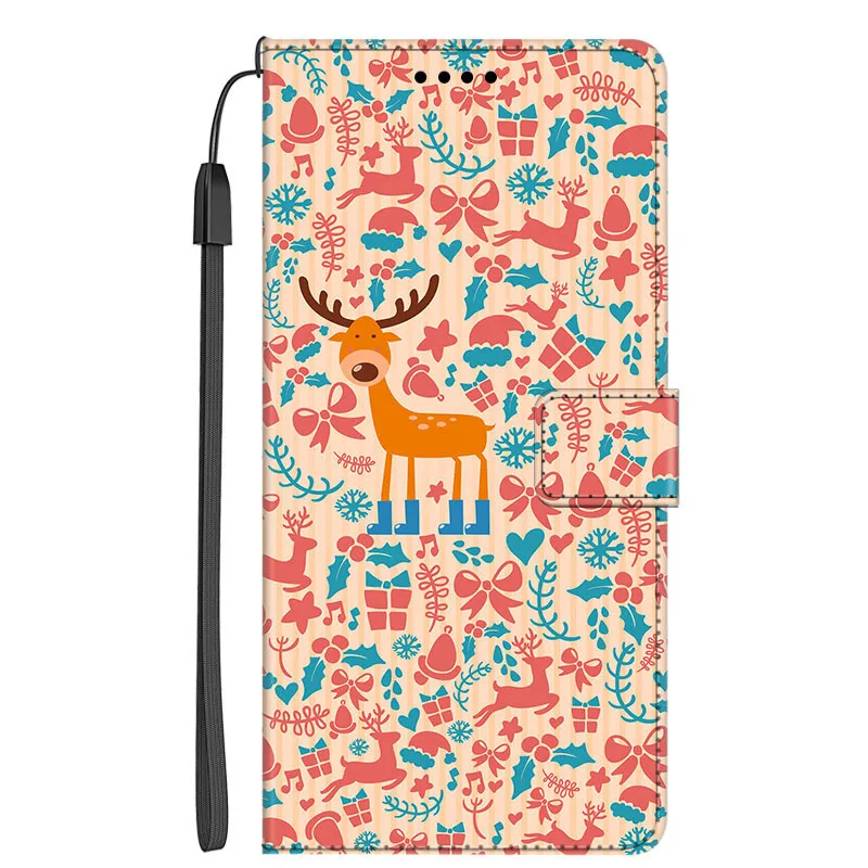 Elegant Leather Wallet Flip Case with Cat Design and Magnetic Stand