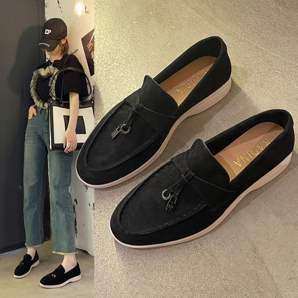 Sport Women Flats Shoes 2023 New Trend Spring Autumn Platform Suede Loafers Shoes Casual Ladies Walking Non Slip Chaussure Femme