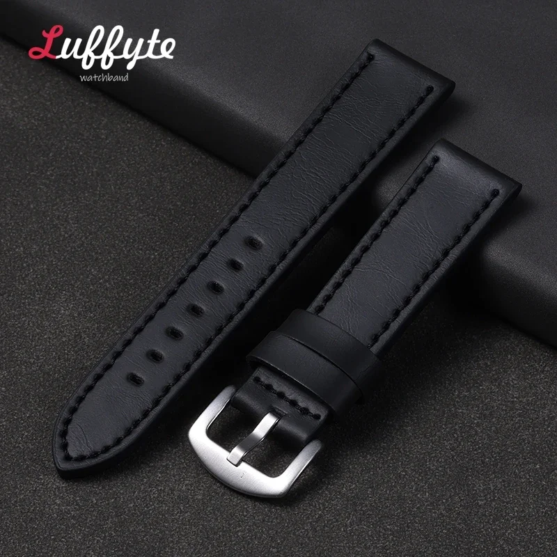 Elegant Vintage Leather Watch Strap - Premium Universal Bracelet in Black, Brown, and Grey