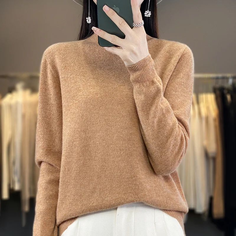 Suéter Feminino Lã Merino MERIWOOL - Meio Zíper 250g - Camada Térmica Super Macia