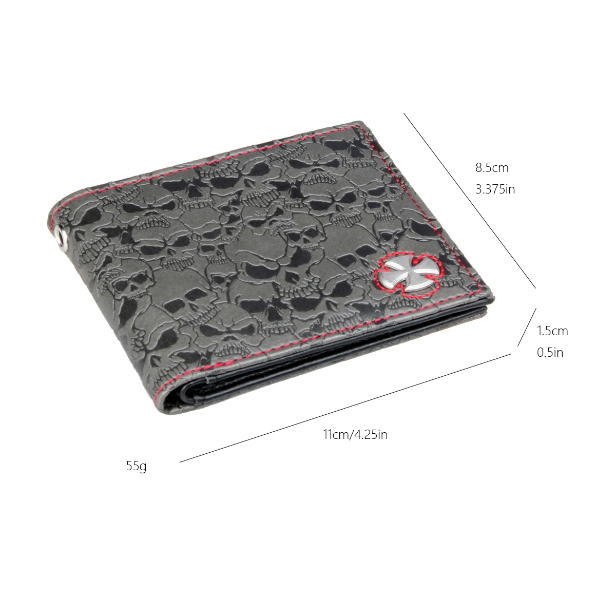 PU Wallet Skull Head Men Women Bifold Card Bag