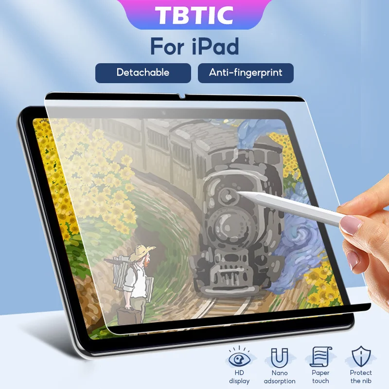 TBTIC 마그네틱 매트 스크린 보호대, 아이패드 에어 4 510.9 프로 11 2020 미니 6 10 9 8 7 10.2 5 6 세대 9.7
