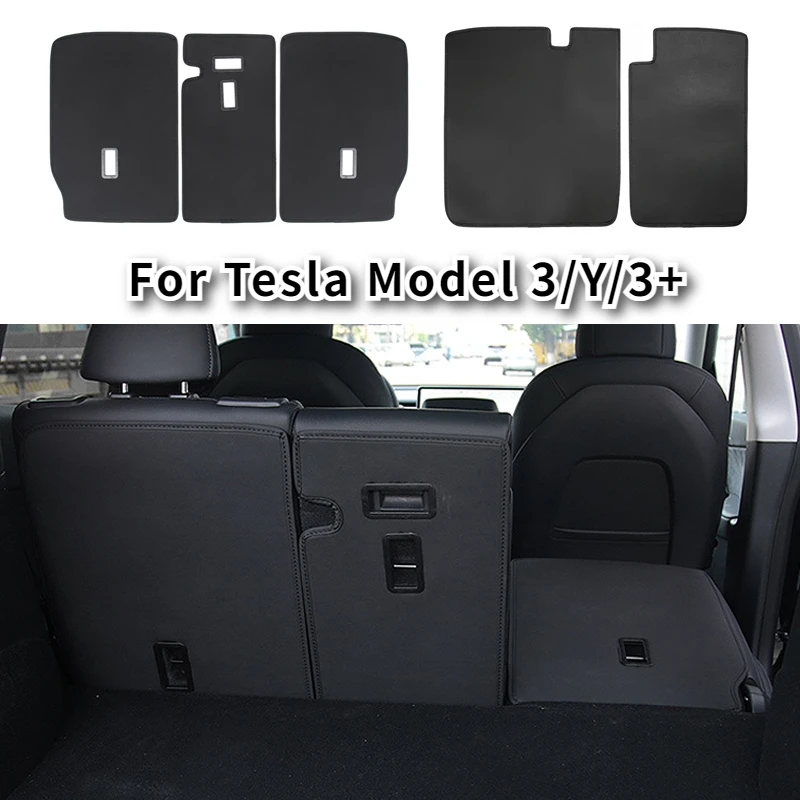 For Tesla Model 3/Y/3+ Highland Rear Seat Back Anti Kick Pad Leather Trunk Protection Seat Back Cushion Accessories Car Seat Protector