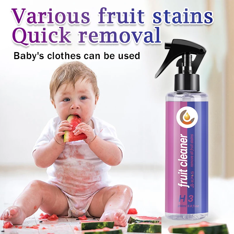 200ML Fruits Stain Remover Clothes Baby Specific Fruits Cleaner Mild Formula No Harm Fabric Washing JB XPCS H3
