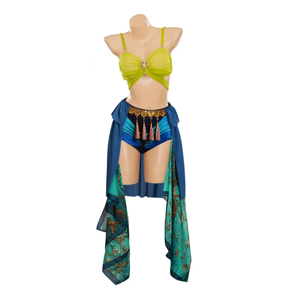 90s Pop Star Inspired Costume with Bra Top and Short Skirt for Stage Performance