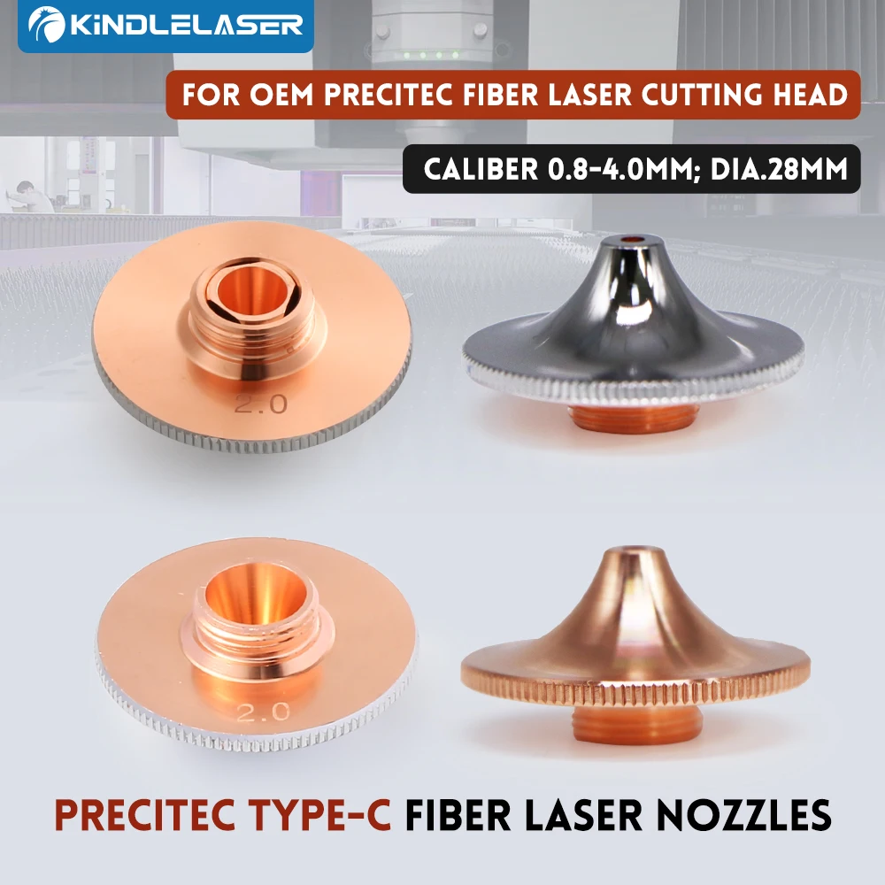 KINDLELASER Laser Nozzles Single/Double Chrome Layer Dia.28mm H15 Caliber 0.8 - 4.0 For OEM Precitec Fiber Laser Cutting Head